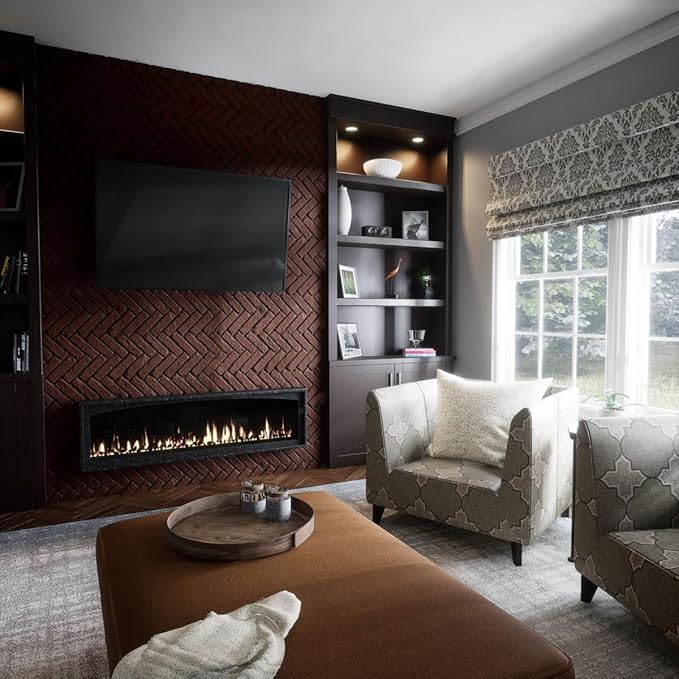 EverStone Herringbone Faux Brick Panel, 46 1/2"W x 25 1/4"H x 1"D