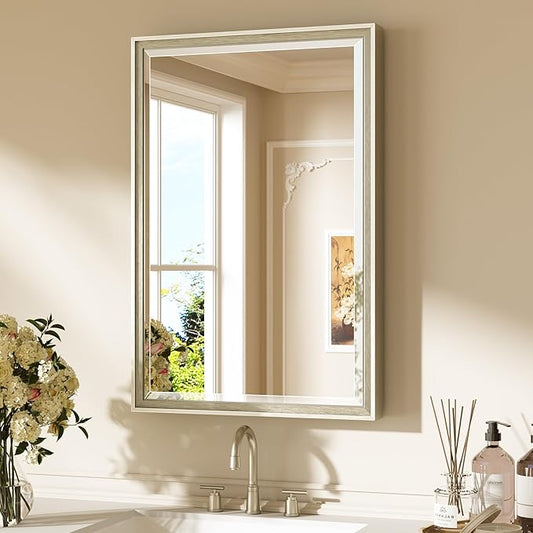 Keonjinn 20" x 30" Brushed Nickel Bathroom Mirrors