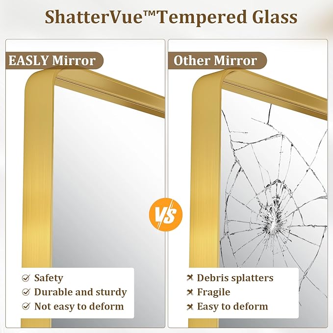 30"x 30" Gold Bathroom Mirror
