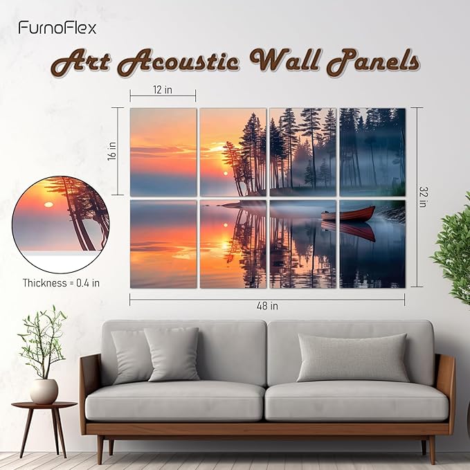 FurnoFlexArt Acoustic Panels Tiles Decorative Room Sound Proof Foam Absorbing