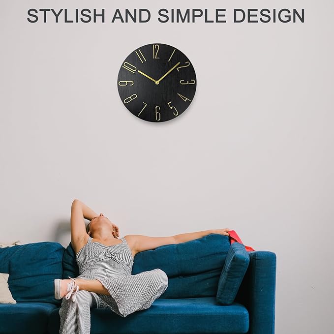 Wall Clock, Silent Clock, Wall Clocks Battery Operated， 12 inch Modern Wall