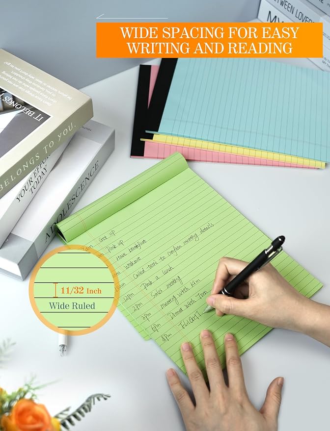 Zaviko 8 Pack Legal Pads 8.5 x 11, Notepads 8.5 x 11, Colored Note Pads 8.5x11 Writing Pads, Colored Legal Pads Wide Ruled, Lined Paper Pads 8.5x11, Double-Sided Pads of Paper, 30 Sheets/Pad