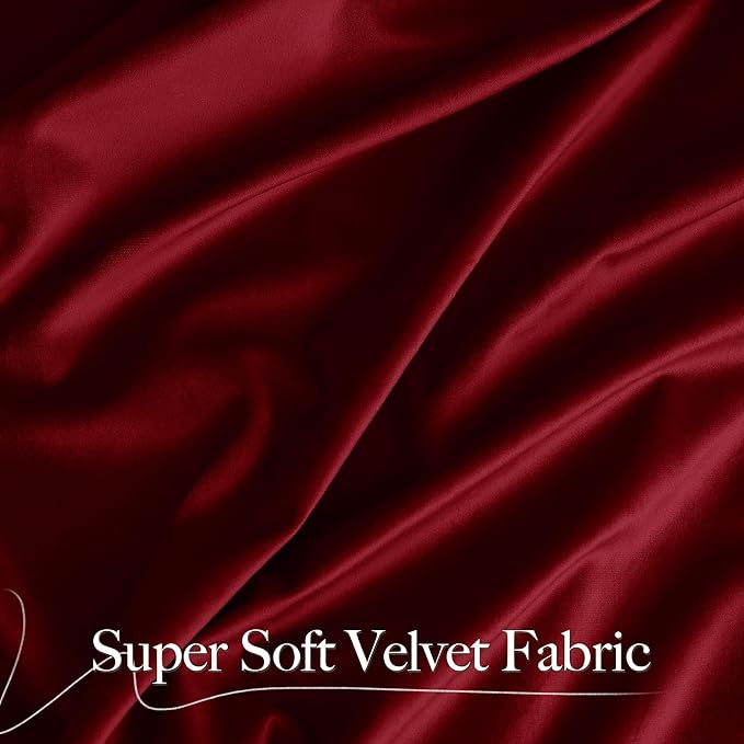 NICETOWN Christmas Red Velvet Curtains 96 inches Long
