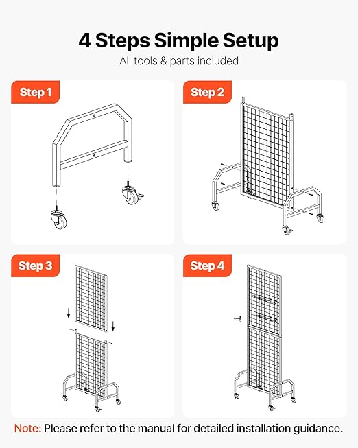 VEVOR 3 Packs Grid Wall Panels, 1.9 x 5.4 ft Wire Grid Panels Display Rack