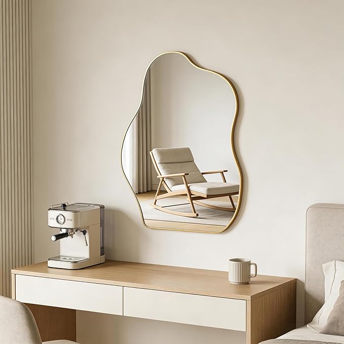 Ruomeng Irregular Wall Mirror Asymmetrical Mirror, Modern Decorative Wall Decor