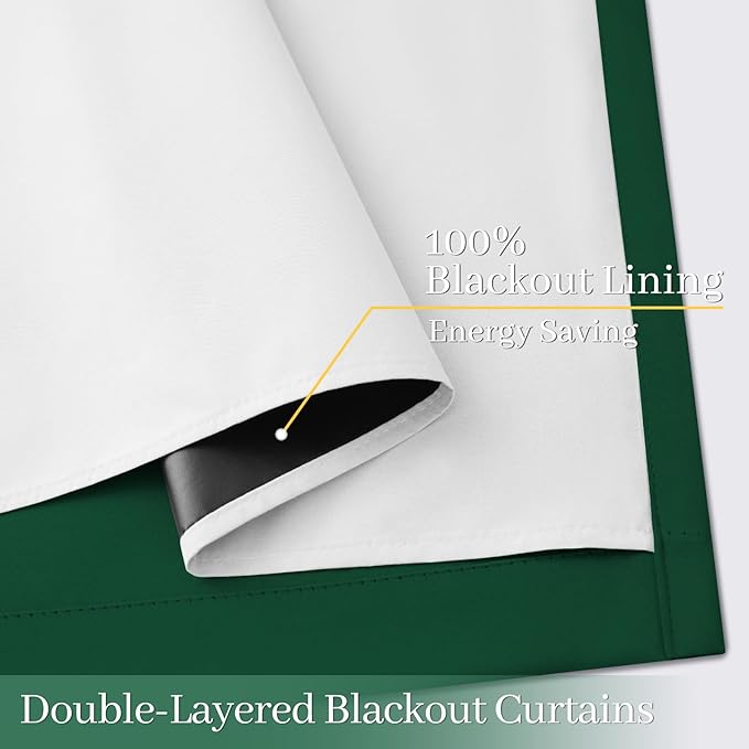 Yakamok 100% Blackout Curtain Panels 63 inches Cold and Light Blocking Drapes