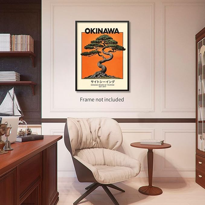 Heltrappe Japanese Canvas Wall Art Okinawa Prints Vintage Japanese Bonsai Tree