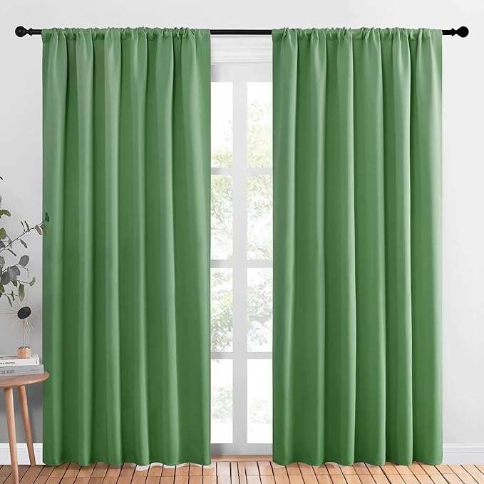 NICETOWN Living Room Curtains, Froest Green, 1 Pair, 70 x 84-inch, Home
