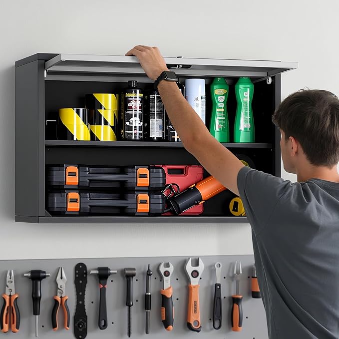 VEVOR Metal Wall Cabinet, 30.31 x 12.01 x 19.69 Inch, Floating Garage Tool