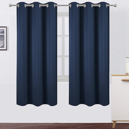 LEMOMO Navy Blue Thermal Blackout Curtains/42 x 72 Inch/Set of 2 Panels Room