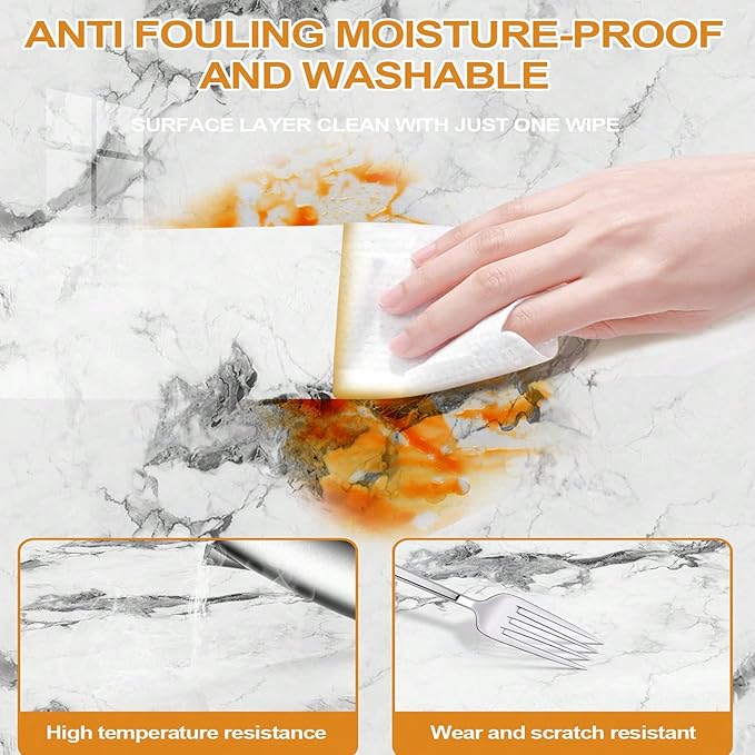 Chejiaye 22pcs Marble Peel and Stick Backsplash Waterproof Washroom Wall Panels