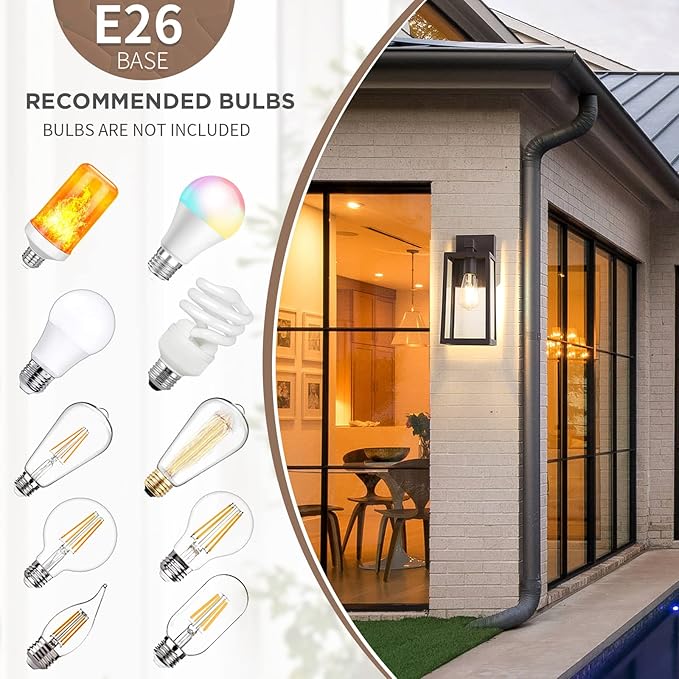 MAXvolador Outdoor Wall Sconce, Exterior Waterproof Wall Lantern Light Fixture