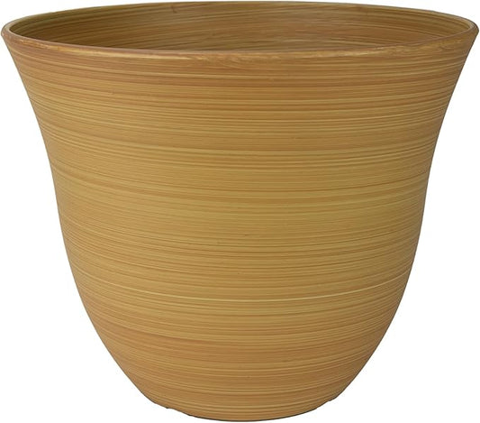 Classic Home and Garden by Growscape Honeysuckle Resin Planters - Lightweight Indoor & Outdoor Plant Pots - UV-Resistant Plastic Flower Pots - Pot Planters for Flowers & Herbs (15" Bamboo)