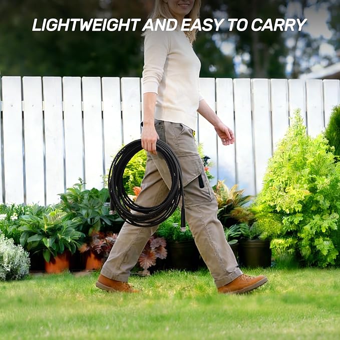 Garden Hose 50ft Non-Expandable Lightweight,Premium Flexible, Kink-Resistant Design, Extra Durable & Leakproof with Solid Fittings, Easy Coil Storage for Car, Lawn, Pet & Outdoor Using (50FT)