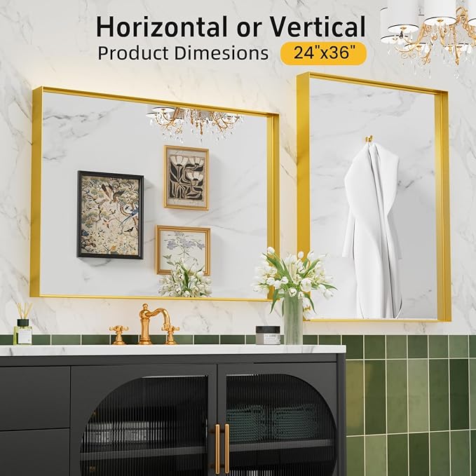 24”x36” Bathroom Vanity Mirror, Modern Wall Mirror