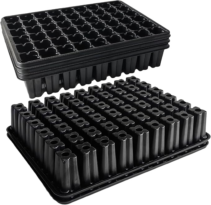 RooTrimmer 54 Cell Seed Starter Trays, 2.8" Deep Plug Tray Seedling for TD377 Nursery Tray, Super Thick Reusable Trays for Easy Transplantation (11.14inch Ã14.6 inch, 5-Pack)