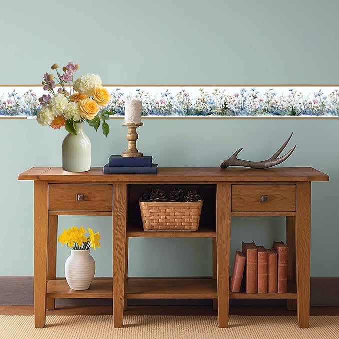 Wildflower Wallpaper Border 196x4 Inch Peel and Stick Wall Border Self Adhesive