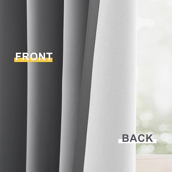 Yakamok 100% Blackout Curtain Panels 72 inches Cold and Light Blocking Drapes