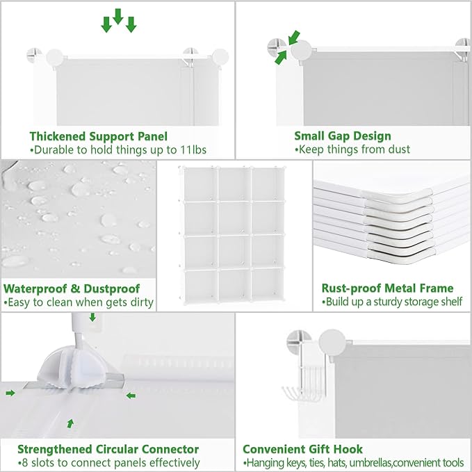 C&AHOME Cube Storage Organizer, 12-Cube Shelves Units, Closet Cabinet, DIY