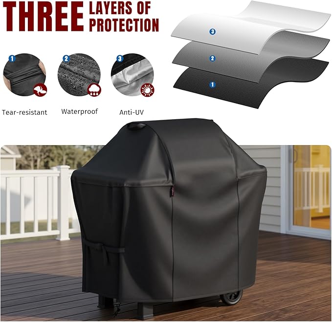 SHINESTAR 48 Inch Grill Cover for Weber Spirit II 200 Series, Heavy Duty Oxford Fabric BBQ Cover Waterproof UV Protection, Windproof with Adjustable Magic Tape Straps