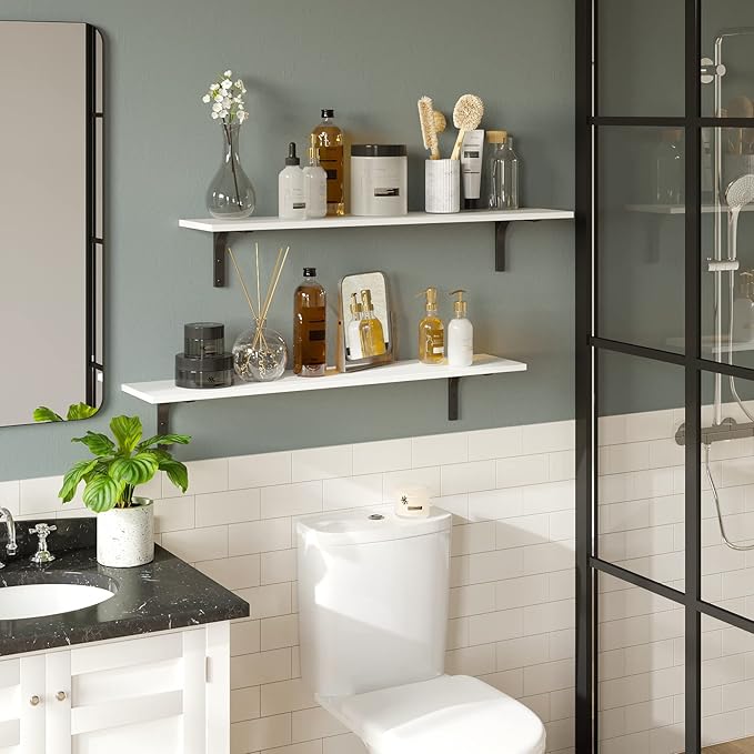 DINZI LVJ Long Wall Shelves, 39.4Inch Wall Mounted Shelves Set of 2, Extra