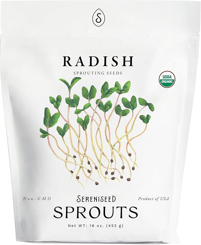 Organic Radish Sprout Seeds (16 oz) â Non-GMO, Heirloom Seeds for Sprouting and Microgreens