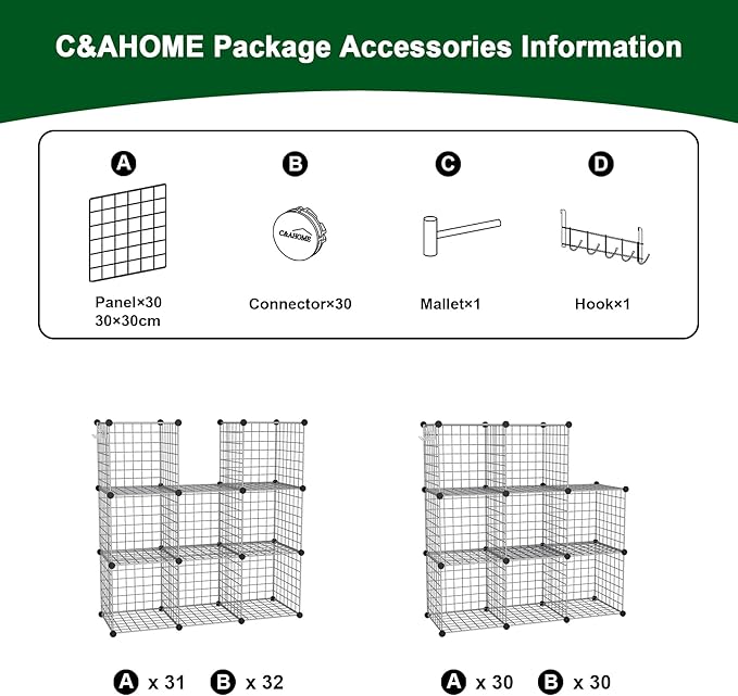 C&AHOME Wire Cube Storage, 8