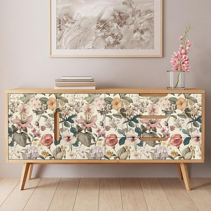 Jeweluck Floral Wallpaper Peel and Stick Vintage Floral Contact Paper Peel and