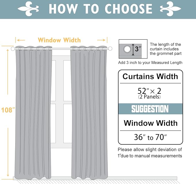 ChrisDowa Room Darkening Curtains 108 Inches Long 2 Panels Set