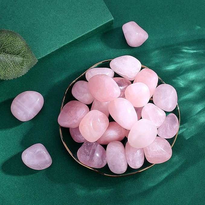 QINJIEJIE 0.9 LBS Rose Quartz Polished Stones Tumbled Crystals Bulk Gemstones 0.6-1" Irregular Stone Rocks Real Reiki Healing Crystal for Plants Vase Filler Decoration Energy Beginners Gifts