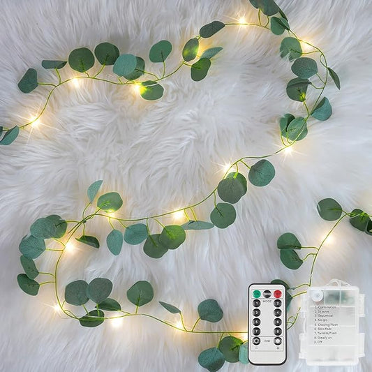 suddus Vines with Lights Battery Operated, 33ft 100 LED Eucalyptus Garland