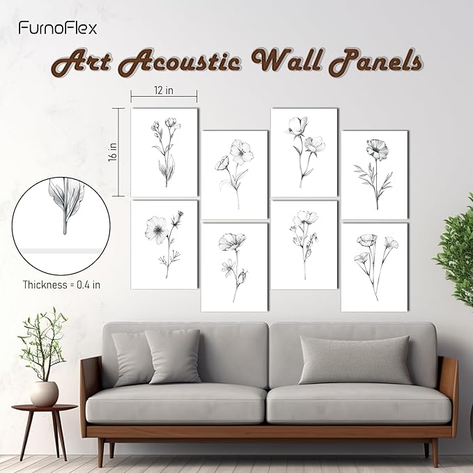 FurnoFlexArt Acoustic Panels Tiles Decorative Room Sound Proof Foam Absorbing