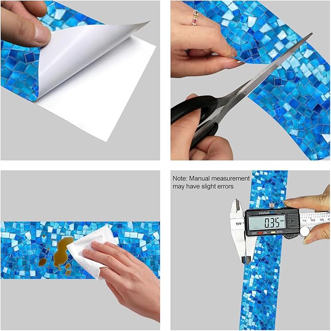 HOMETITUTE Wallpaper Border Peel and Stick Wall Accent PVC Mosaic Wall Borders