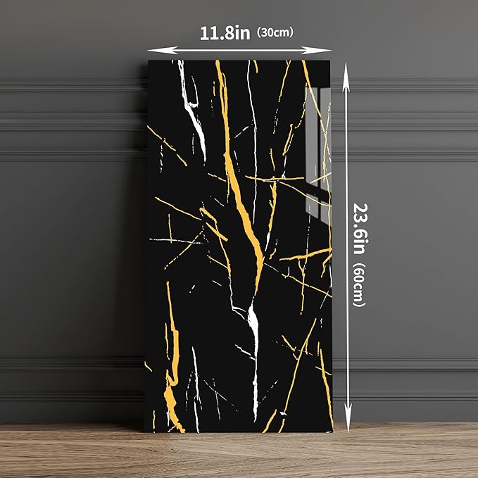 Haimin Wall Panels Peel and Stick 10 Pieces 23.6x11.8in Black Lightweight