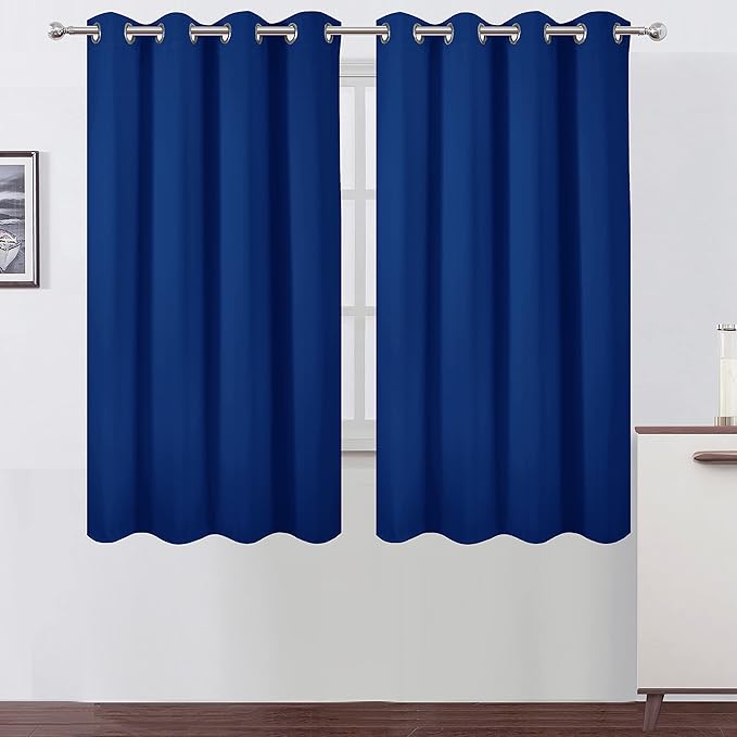 LEMOMO Royal Blue Blackout Curtains 66 x 63 Inch Length/Set of 2 Curtain