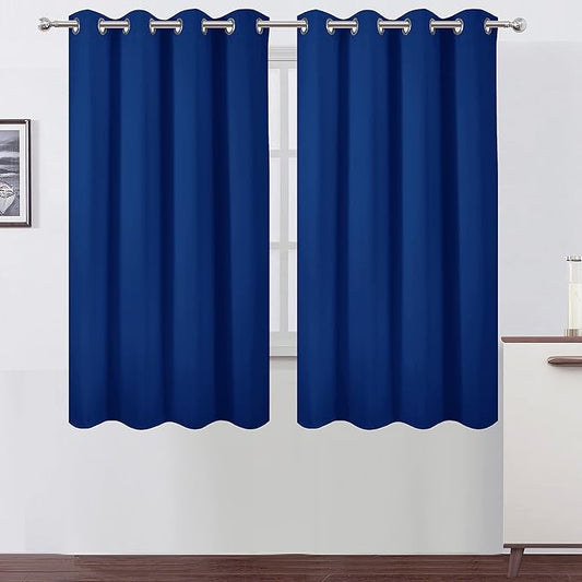 LEMOMO Royal Blue Blackout Curtains 66 x 63 Inch Length/Set of 2 Curtain