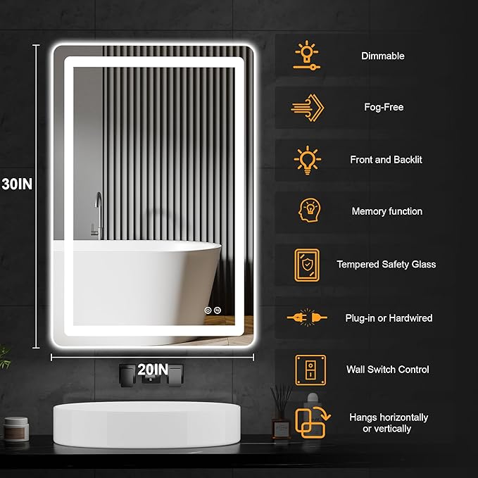 AMOISE LED Bathroom Vanity Mirror