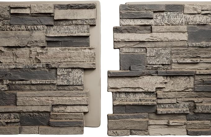 EverStone Cascade Faux Stone Panel, 48 5/8"W x 24 3/4"H x 1 1/4"D, Urban Color