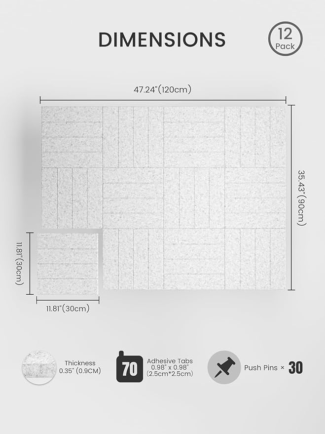 Bumusty Large Cork Board Alternative-48 x 36" Felt Bulletin Board Tiles