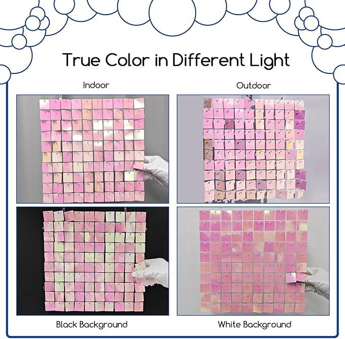 COKAOBE Iridescent Pink Shimmer Wall Backdrop, Photo Backdrops