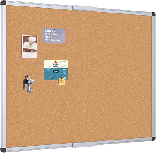VIZ-PRO Large Cork Bulletin Board/Foldable Noticeboard, 48 X 48 Inches