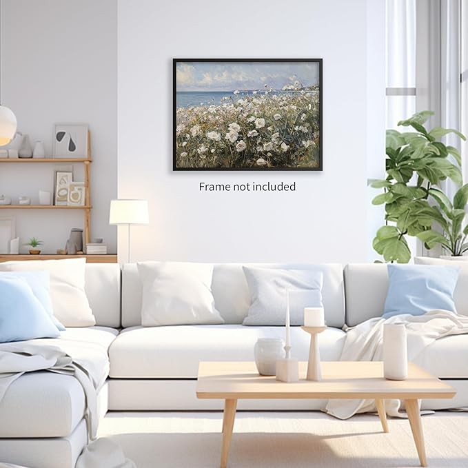 rumlud Nature Landscape Wall Art Coastal Wildflower Poster French Spring