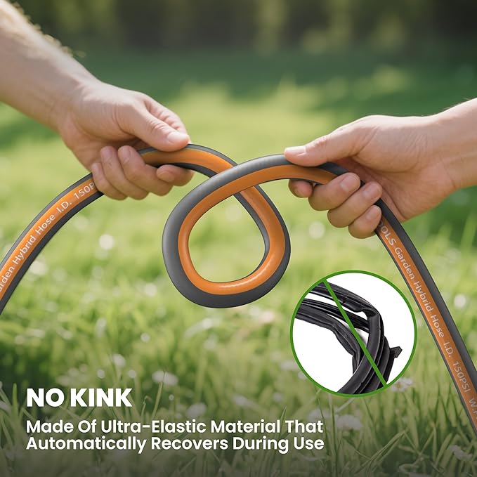 Giraffe Tools 75FT Garden Hose, 5/8" Lightweight Lay Flat Water Hose, No-Kink, Flexible Gardening Hose with Male to Female Aluminum Fitting, Customizable-Length Hose Pipe for Yard