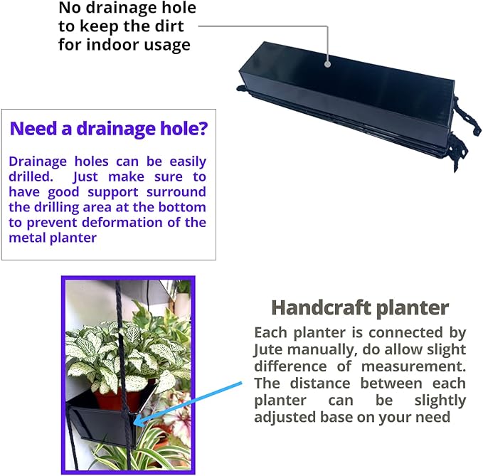 LaLaGreen 16 Inch Wall Mounted Tiered Planter