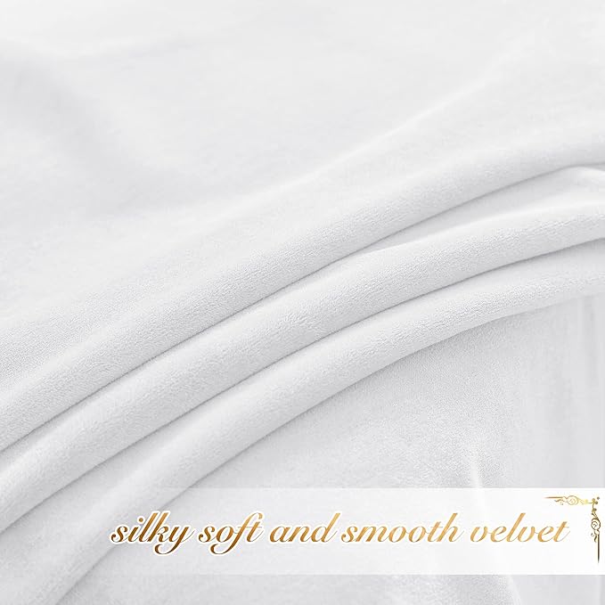 NICETOWN White Velvet Curtains 72 inches