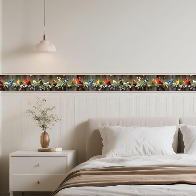 IVN Wallpaper Border Peel and Stick Wall Bird Decorative Wall Trim Self