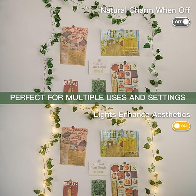suddus Vine with Fairy Lights Battery Operated, 13.1ft 40 LED Pothos String