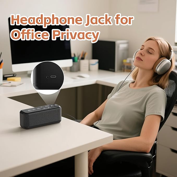 Rechargeable White Noise Machine with 3000mAh Battery - Bluetooth Sleep Sound Machines with Lullabies & Fan Sounds, Auto-Off Timer, Perfect for Office Privacy, Noise Canceling & Sleep Improvement