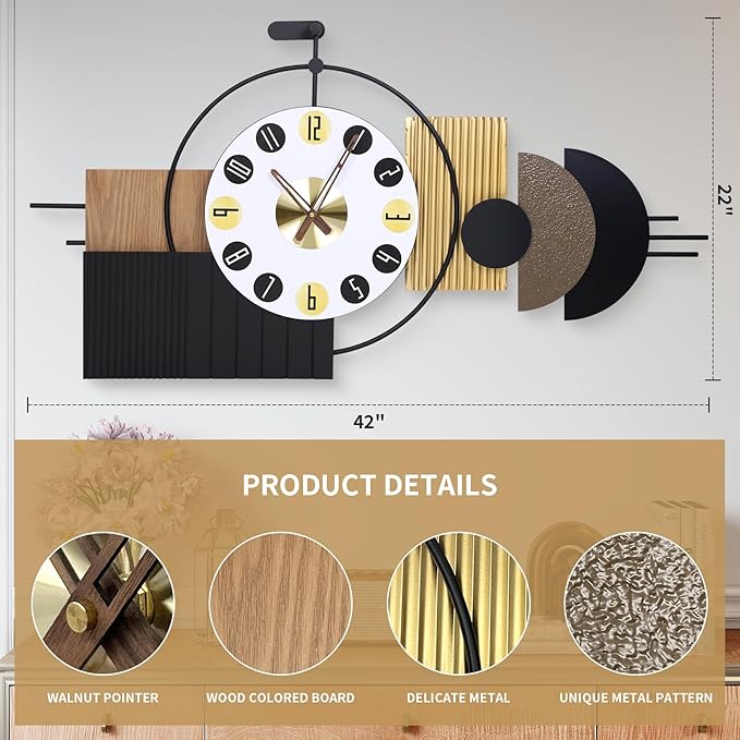 Luxury Modern Wall Clocks-Large Geometric Dial Wall Clock Battery Operated