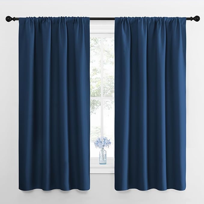 NICETOWN Blackout Curtains for Bedroom, Moroccan Blue, 1 Pair, 42 by 45-inch